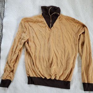 Vtg 1980's Plumage Velour 1/4 Zip Shirt, Sz L